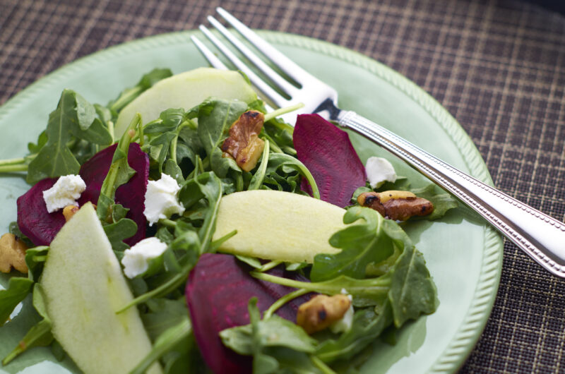 fresh beet salad on plate 